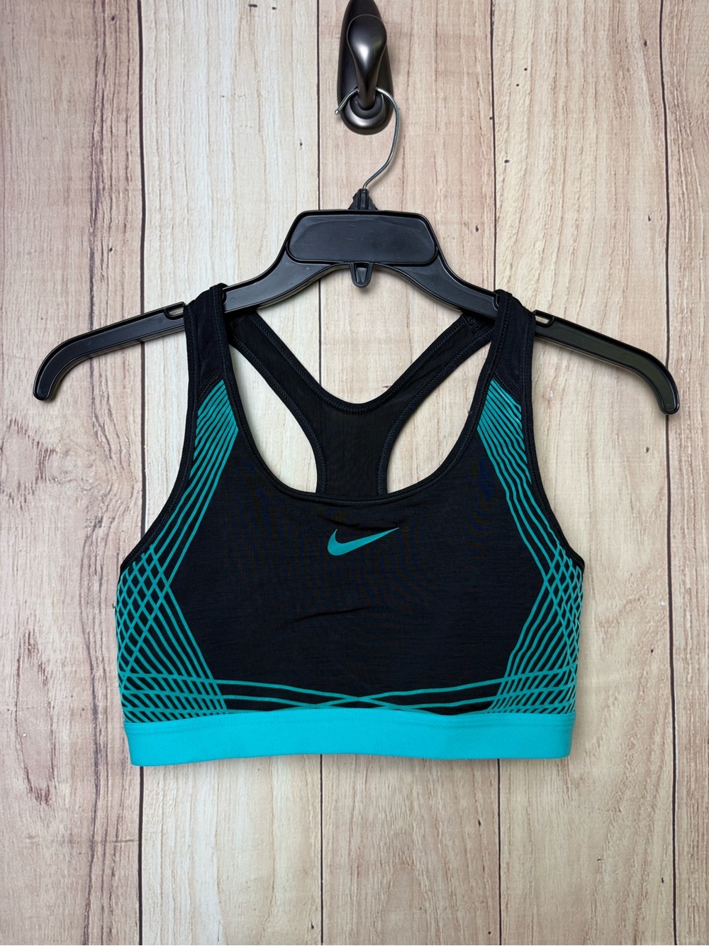 Nike Black & Teal Racerback Sports Bra